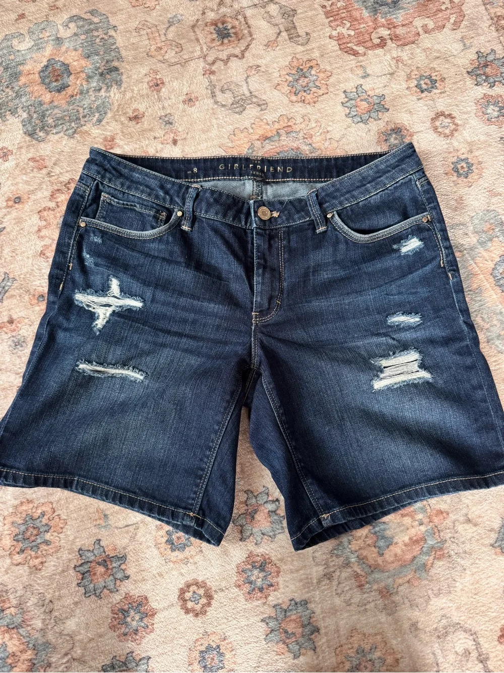 White House Black Market The Girlfriend Distressed Denim Shorts Size 8